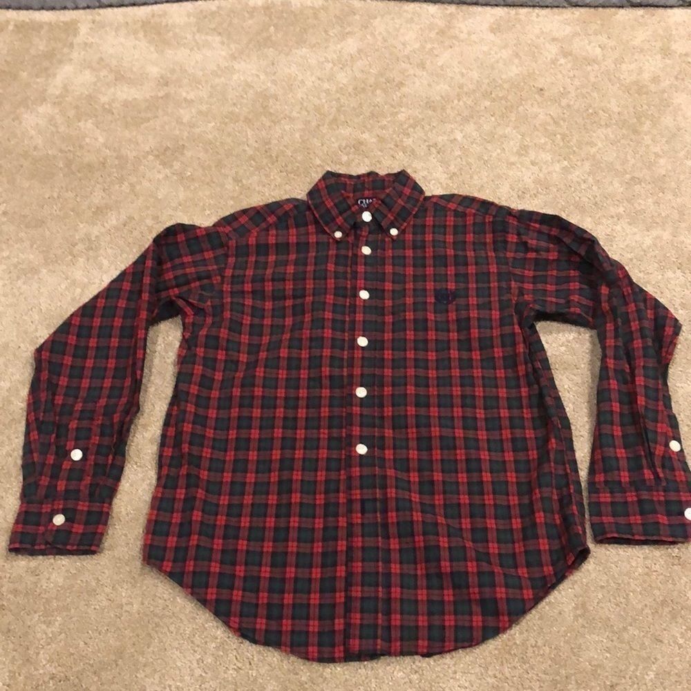 𝅺CHAPS boys long  sleeve button down shirt size small .